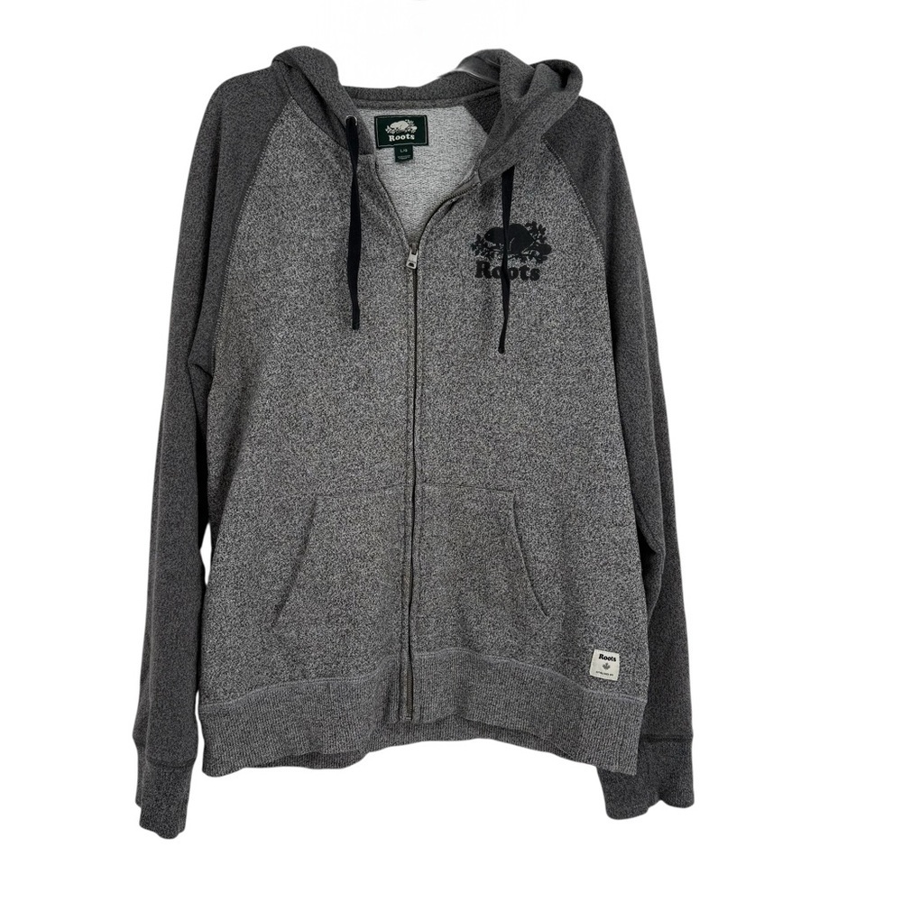 Roots Hoodie Mens Size Large Gray Full Zip Athletic Canada Sweatshirt full zip